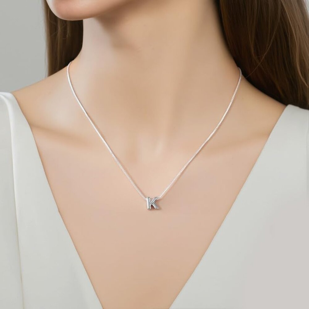 Personalized Silver Plated Initial Pendant Neckla… - image 3